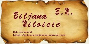 Biljana Miloičić vizit kartica